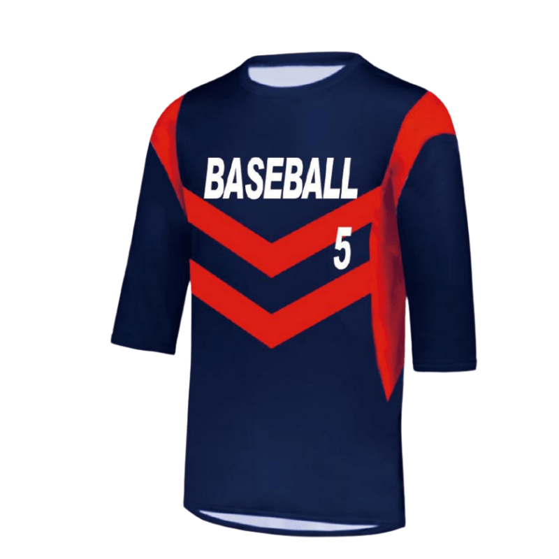 Navy‑Blue Three‑Quarter‑Sleeve Baseball Jersey