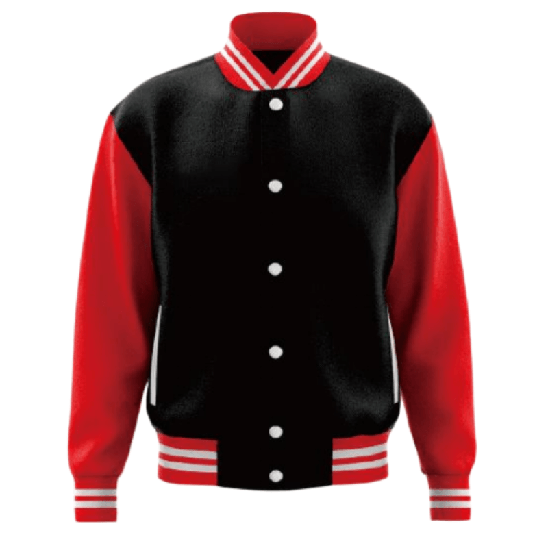 Black‑Red Varsity Baseball Jacket