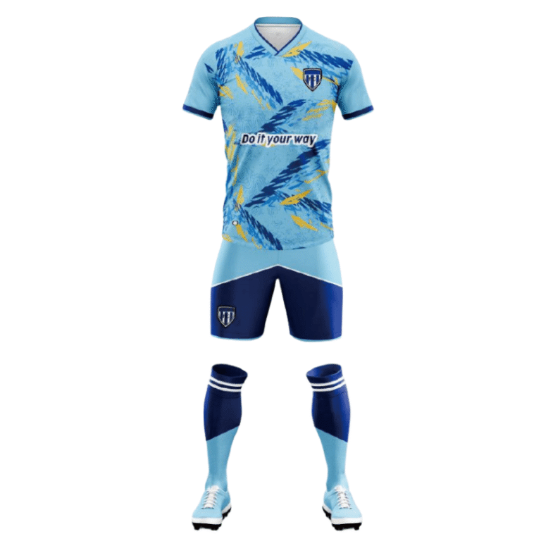light‑blue‑navy‑yellow full soccer